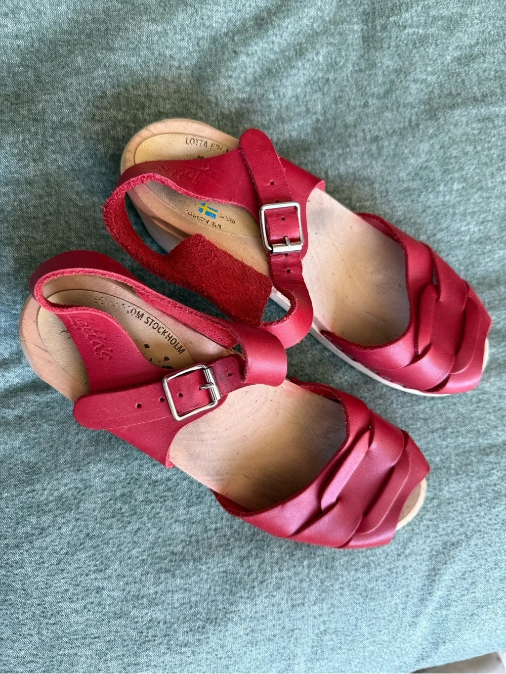Lotta From Stockholm Red Braided Leather Kids Sandals